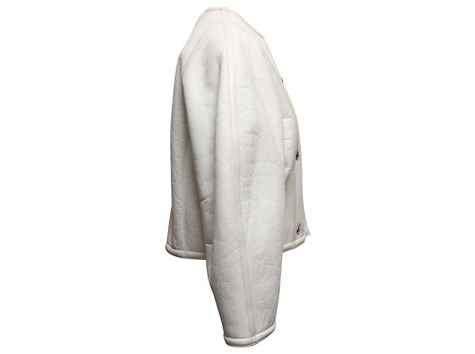 Céline White Celine Double-Breasted Shearling Jacket Size US 6 - view 3