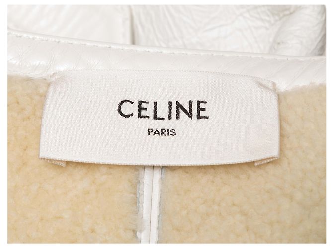 Céline White Celine Double-Breasted Shearling Jacket Size US 6 - view 5