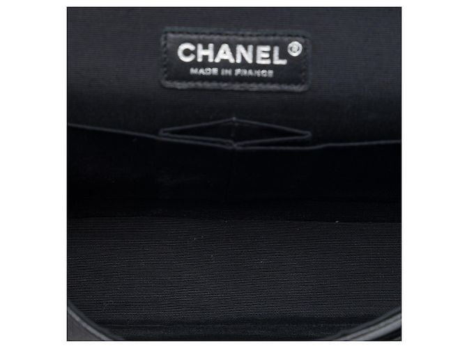 Borsa a tracolla Chanel Medium Classic Tweed e Caviar Double Flap nera Nero - vista 4