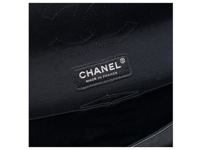 Borsa a tracolla Chanel Medium Classic Tweed e Caviar Double Flap nera Nero - vista 5