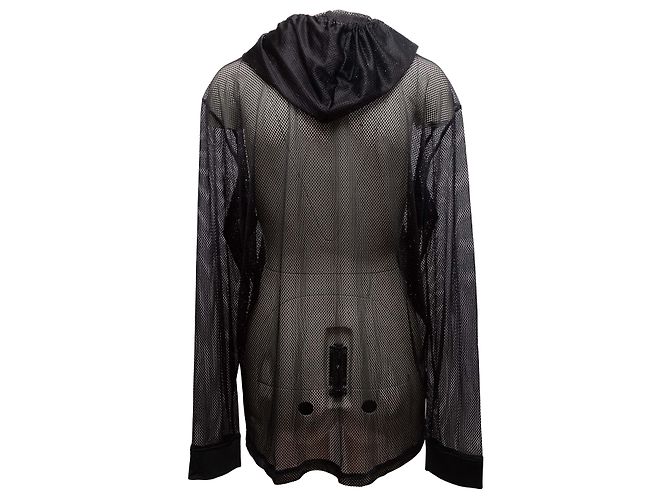 Top in mesh trasparente con cappuccio bianco e nero Balmain Taglia US M - vista 3