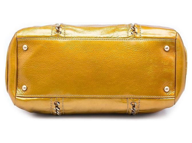 Tote Chanel Medium Crinkled Patent Luxe Ligne Gold D'oro - vista 3