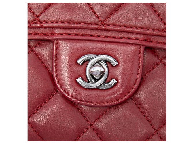 Borsa a tracolla Chanel Citizen Zip in agnello trapuntato rosso, piccola - vista 5