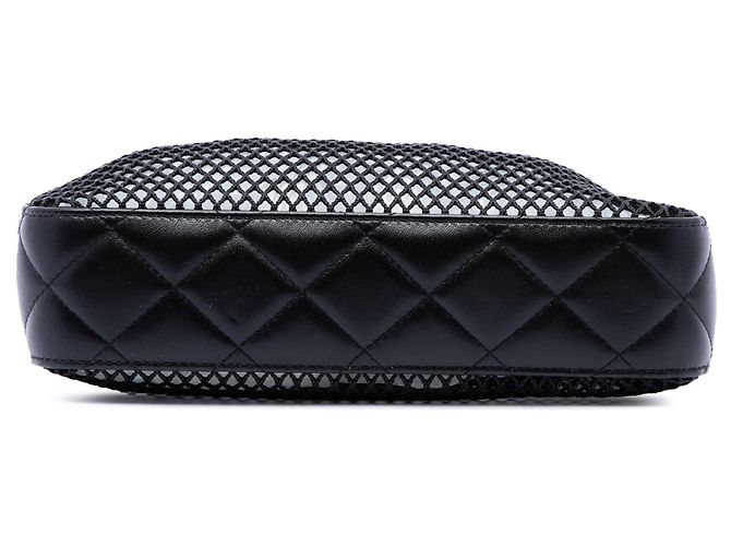 Clutch Chanel CC in mesh e agnello lucido con borsa a tracolla con catena nera Nero - vista 3
