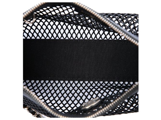 Clutch Chanel CC in mesh e agnello lucido con borsa a tracolla con catena nera Nero - vista 4