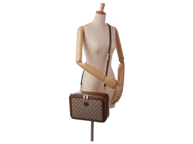 Borsa satchel Gucci GG Supreme Azalea Box marrone - vista 12