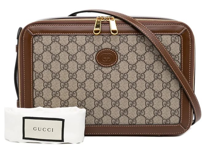 Borsa satchel Gucci GG Supreme Azalea Box marrone - vista 13