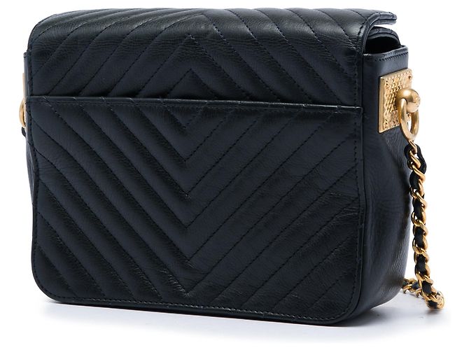 Borsa Minaudière Rock The Corners in pelle di vitello Chevron CC nera Chanel Nero - vista 2