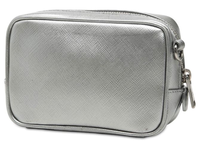 Bolsa de câmera Prada Mini Metallic Saffiano Lux prata - vista 2