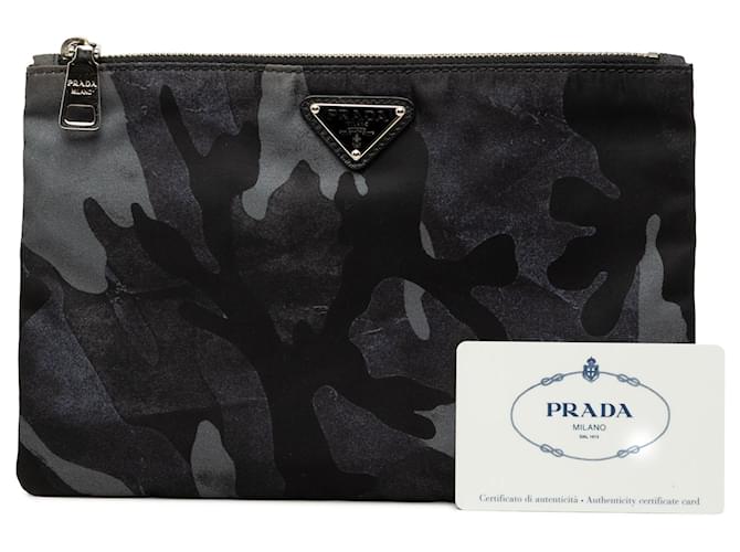Clutch Prada Tessuto Camouflage Blu - vista 7