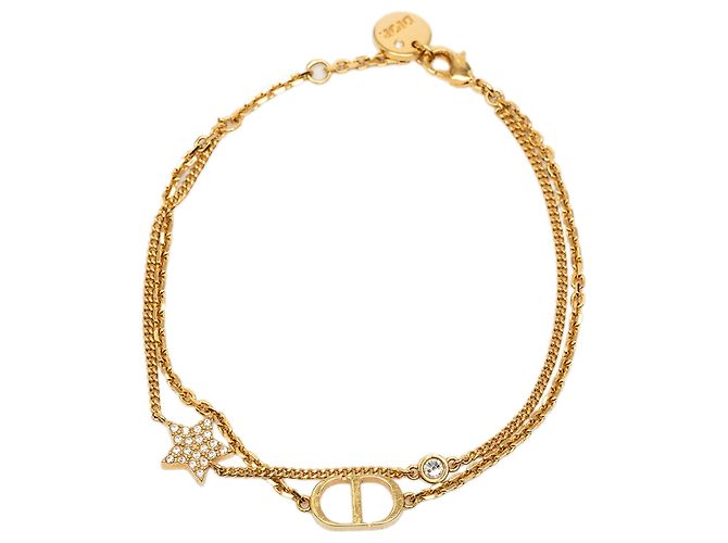 Bracciale a doppia catena con ciondolo a cuore Petit CD Logo placcato oro e strass Dior Gold D'oro - vista 2
