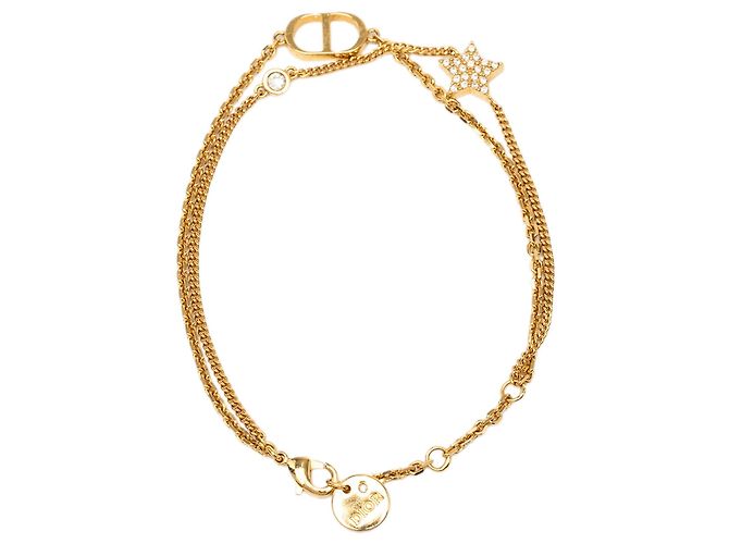 Bracciale a doppia catena con ciondolo a cuore Petit CD Logo placcato oro e strass Dior Gold D'oro - vista 4
