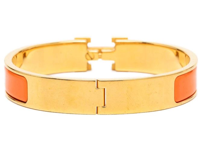 Bracciale Hermès Clic H in smalto stretto dorato PM D'oro - vista 3