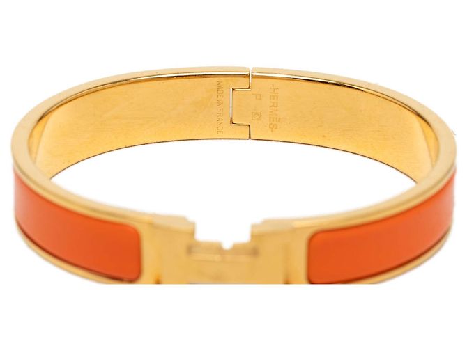 Bracciale Hermès Clic H in smalto stretto dorato PM D'oro - vista 4