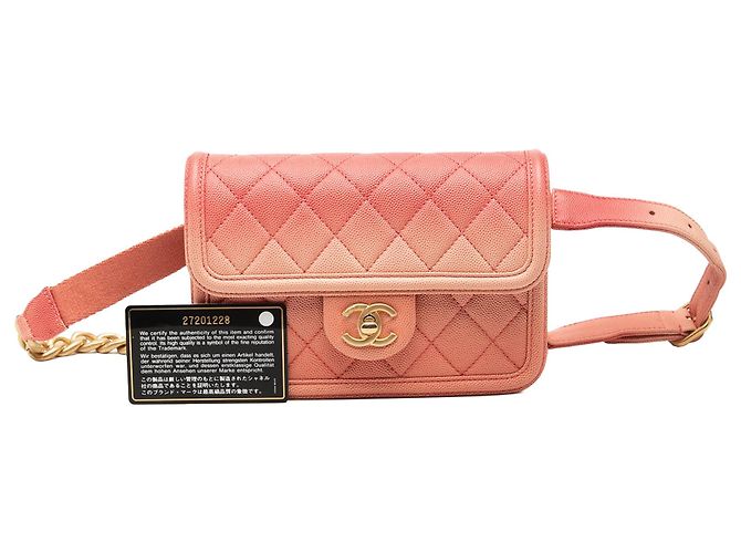 Borsa a tracolla Chanel Quilted Caviar Sunset On The Sea Rosa - vista 7