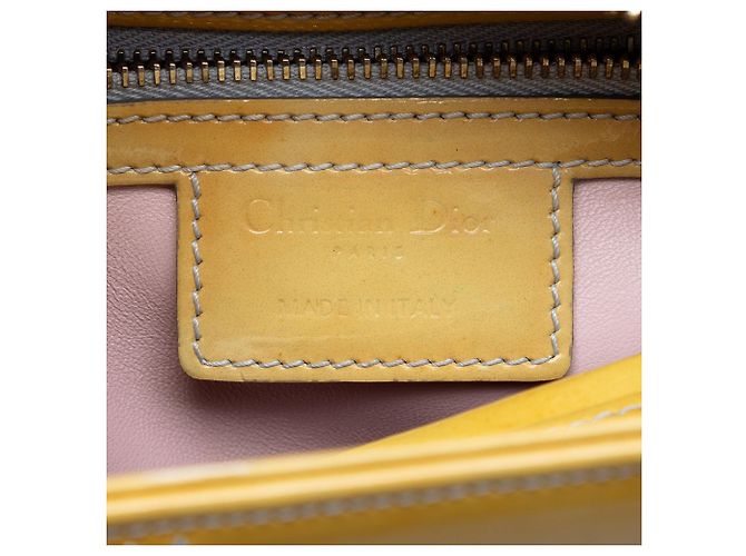 Borsa Lady Dior Medium Ombre Patent Cannage Giallo - vista 5