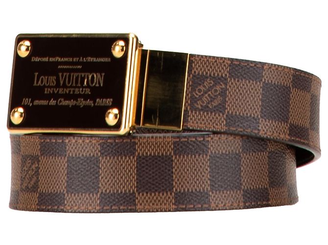 Cinturón reversible Louis Vuitton Damier Ebene Inventeur marrón Castaño - vista 2