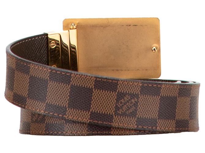 Cinturón reversible Louis Vuitton Damier Ebene Inventeur marrón Castaño - vista 3