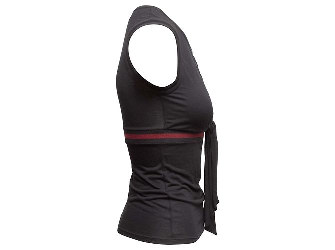 Top sin mangas Gucci negro y burdeos con ribete Web Talla US XS - vista 3