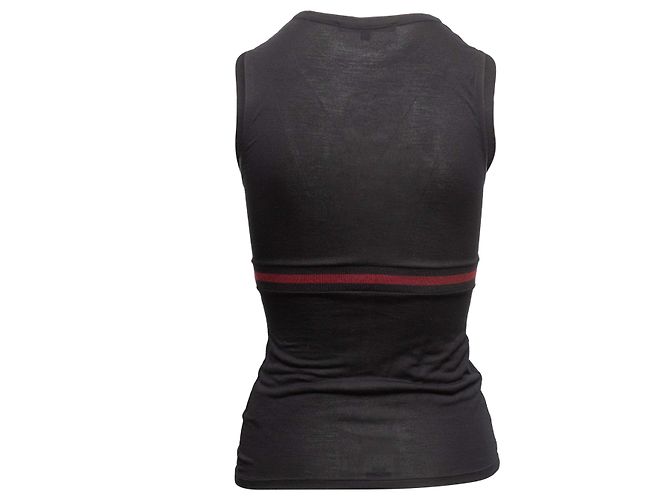 Top sin mangas Gucci negro y burdeos con ribete Web Talla US XS - vista 4