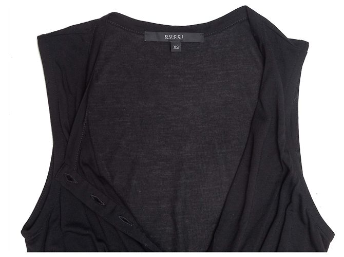 Top sin mangas Gucci negro y burdeos con ribete Web Talla US XS - vista 7