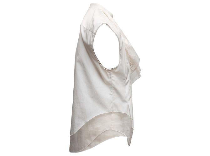 Top sin mangas blanco con volantes Chanel Talla FR 38 - vista 2