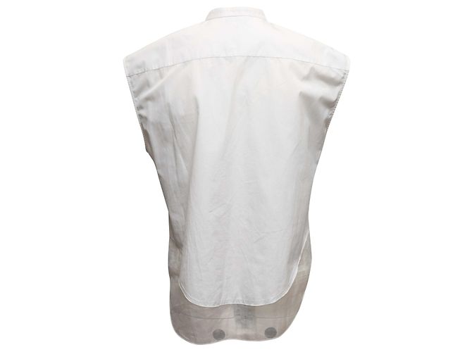 Top sin mangas blanco con volantes Chanel Talla FR 38 - vista 3