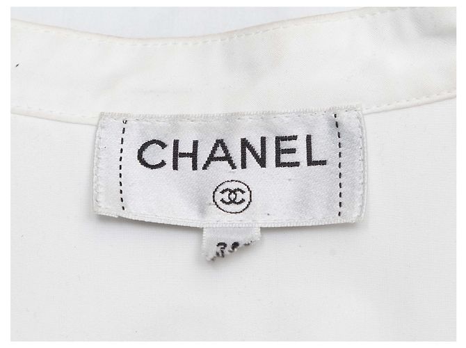Top sin mangas blanco con volantes Chanel Talla FR 38 - vista 4