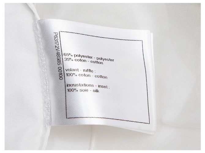 Top sin mangas blanco con volantes Chanel Talla FR 38 - vista 6