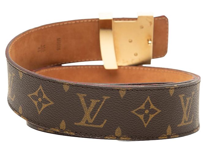 Cinturón reversible Louis Vuitton Monogram Initiales marrón Castaño - vista 3
