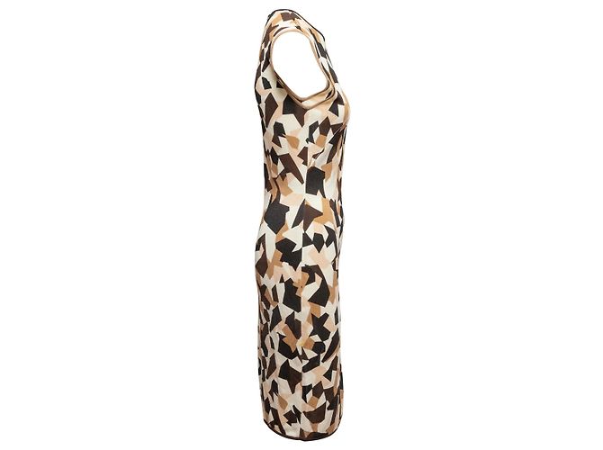 Ärmelloses Givenchy Kleid mit geometrischem Print in Braun & Multicolour Größe US M - Ansicht 2