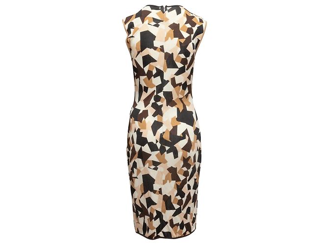 Ärmelloses Givenchy Kleid mit geometrischem Print in Braun & Multicolour Größe US M - Ansicht 3