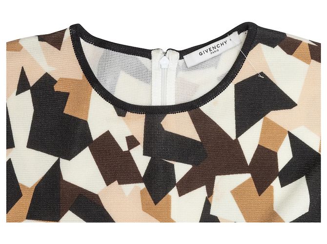 Ärmelloses Givenchy Kleid mit geometrischem Print in Braun & Multicolour Größe US M - Ansicht 6