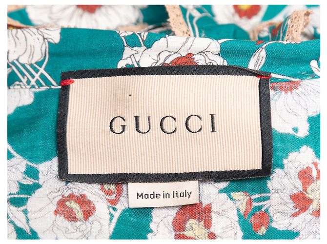Gucci Blumenprint Pussy-Bow-Bluse in Blau & Multicolor Größe IT 42 - Ansicht 4