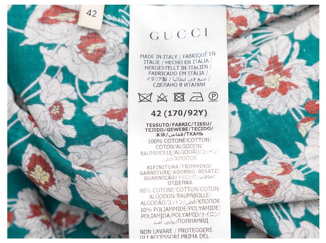 Gucci Blumenprint Pussy-Bow-Bluse in Blau & Multicolor Größe IT 42 - Ansicht 5