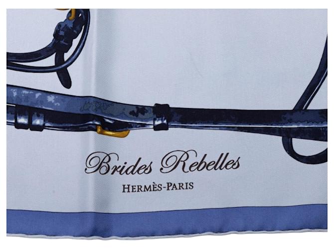 Sciarpa in seta Hermès Brides Rebelles 90 blu - vista 2