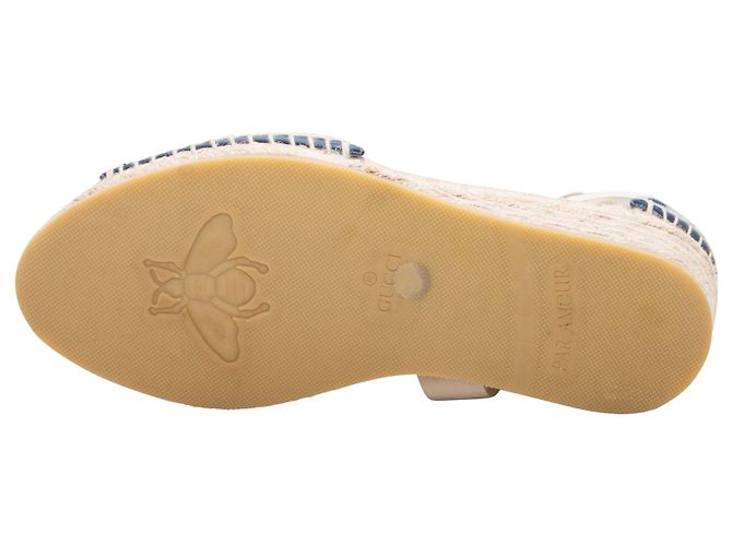 Sandali con zeppa espadrilles Gucci GG in denim Medium Wash & Cream Taglia 38.5 Blu - vista 5
