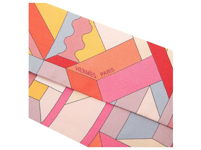 Hermès Perspective Cavaliere Seidentuch Twilly Rosa Pink - Ansicht 3