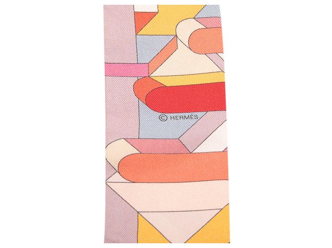 Hermès Perspective Cavaliere Seidentuch Twilly Rosa Pink - Ansicht 4