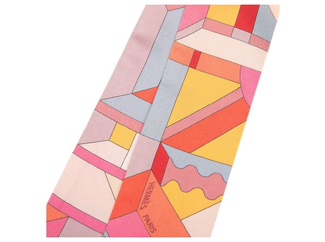 Hermès Perspective Cavaliere Seidentuch Twilly Rosa Pink - Ansicht 6