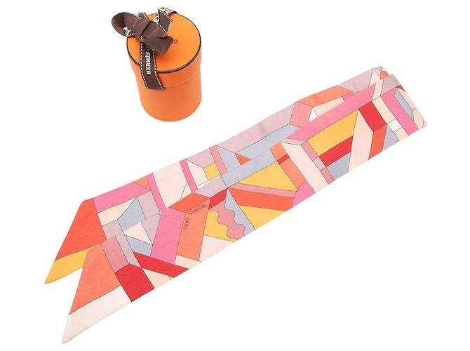 Hermès Perspective Cavaliere Seidentuch Twilly Rosa Pink - Ansicht 7