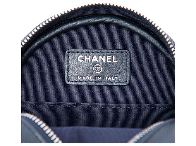 Borsa a tracolla rotonda Chanel CC trapuntata Caviar blu - vista 5