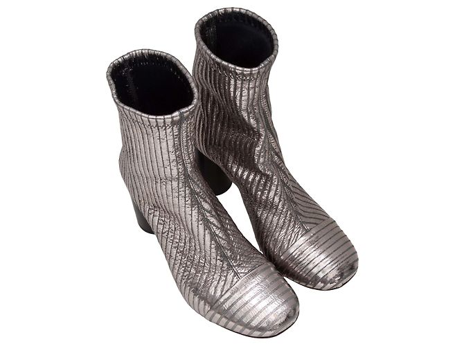 Silberne Isabel Marant Gestreifte Metallic Sock Boots Größe 36 - Ansicht 2