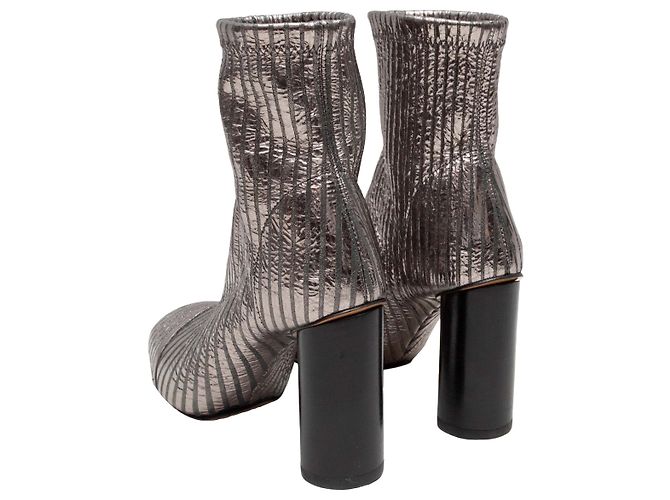Silberne Isabel Marant Gestreifte Metallic Sock Boots Größe 36 - Ansicht 4