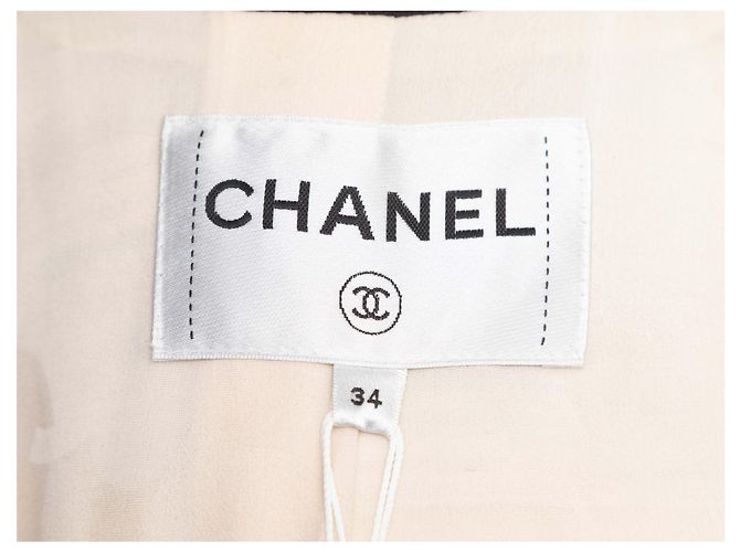 Blazer largo Chanel de algodón blanco y negro con detalle de lazo Talla FR 34 - vista 4