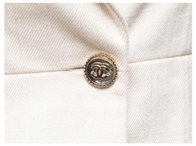 Blazer largo Chanel de algodón blanco y negro con detalle de lazo Talla FR 34 - vista 6
