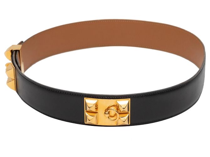 Hermès Medor Black Hermes 1994 Studded Gürtel Größe US XS Schwarz - Ansicht 4