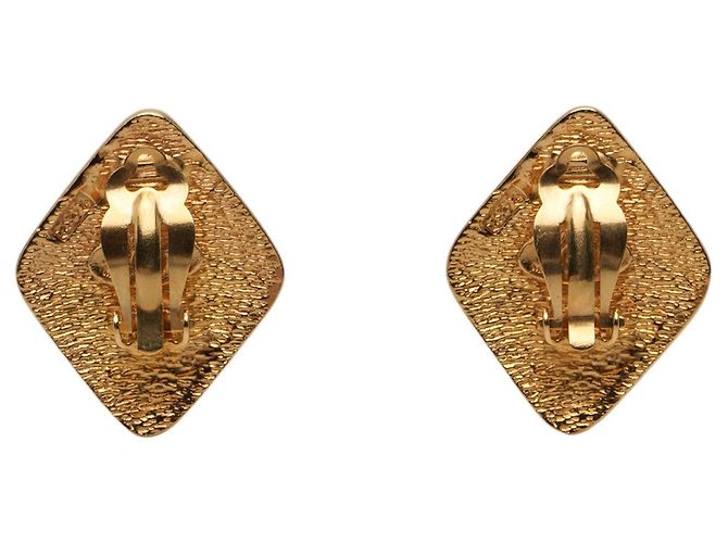 Orecchini a clip a forma di rombo placcati oro Gold Chanel CC D'oro - vista 2