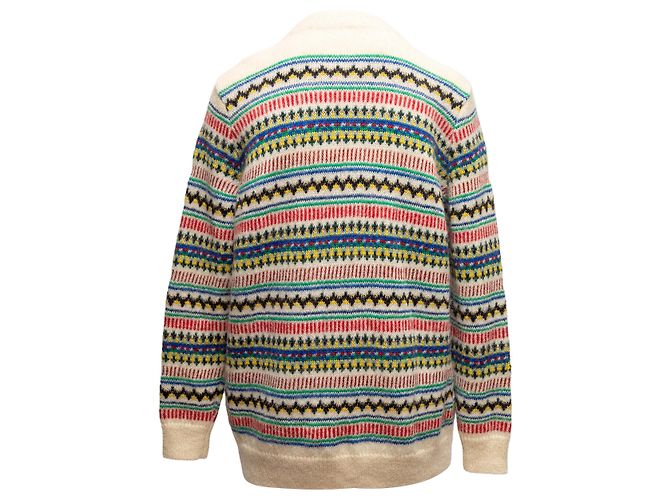 Saint Laurent Cardigan aus Woll-Mohair-Mischung Creme & Multicolour Größe US XS - Ansicht 2
