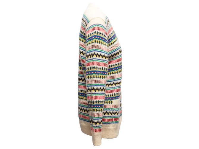 Saint Laurent Cardigan aus Woll-Mohair-Mischung Creme & Multicolour Größe US XS - Ansicht 3